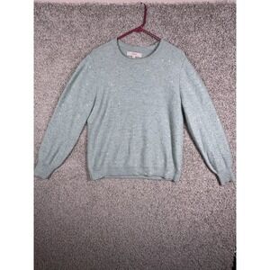 Loft Sequin Pullover Sweater Size L Grey‎ Sparkly Whimsical Fairy Layering Fall